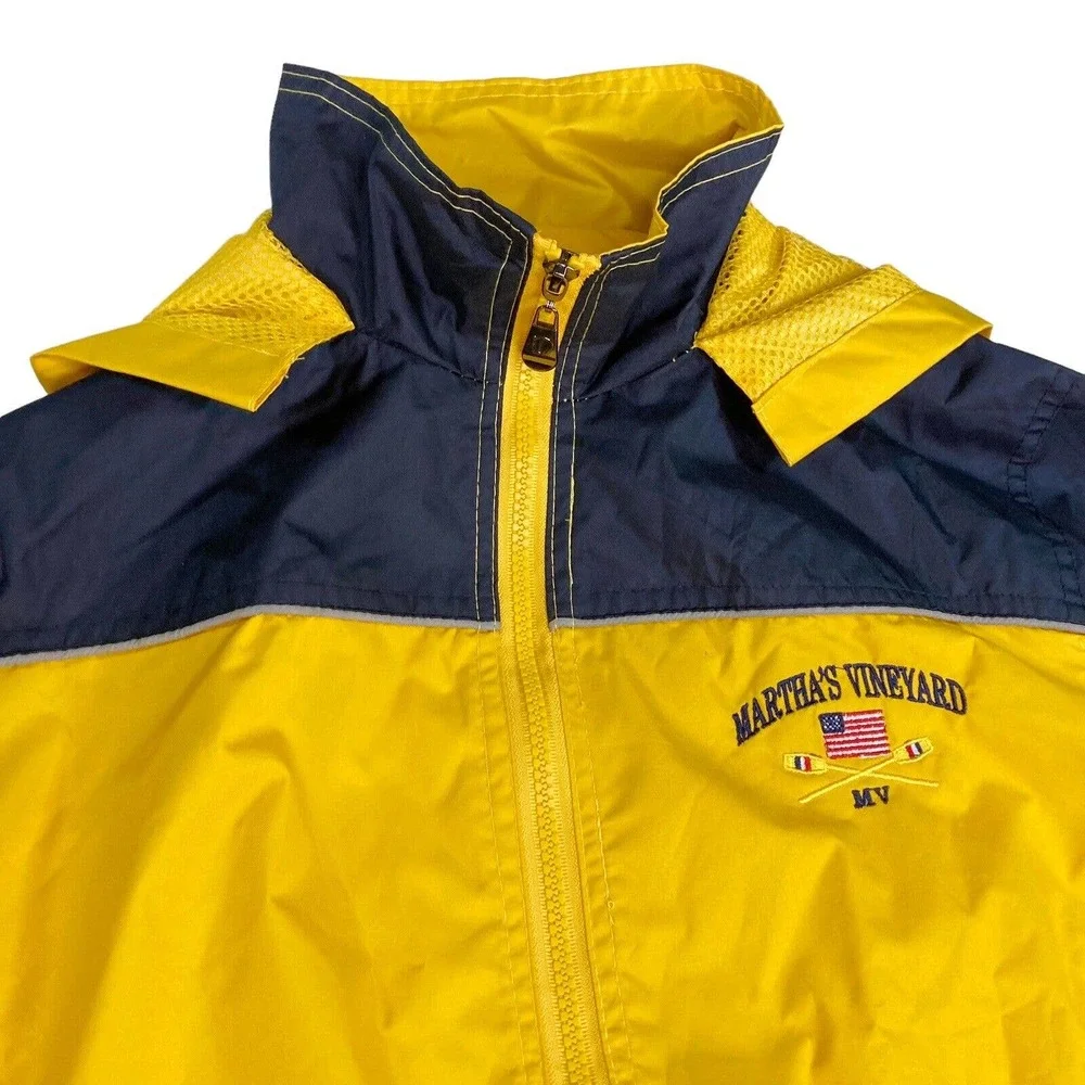 Martha's Vineyard Youth Sz XXL‎ Windbreaker Rain Jacket Hooded Full Zip Pockets